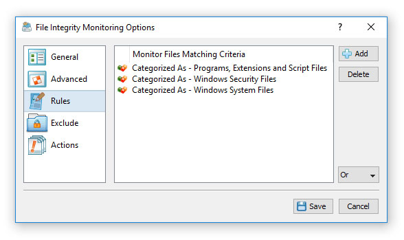 DiskBoss File Integrity Monitor Rules